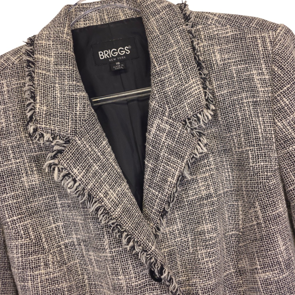 Briggs New York Blazer Womens 16 Gray Textured Tailored Vintage Office Workwear - Picture 15 of 16